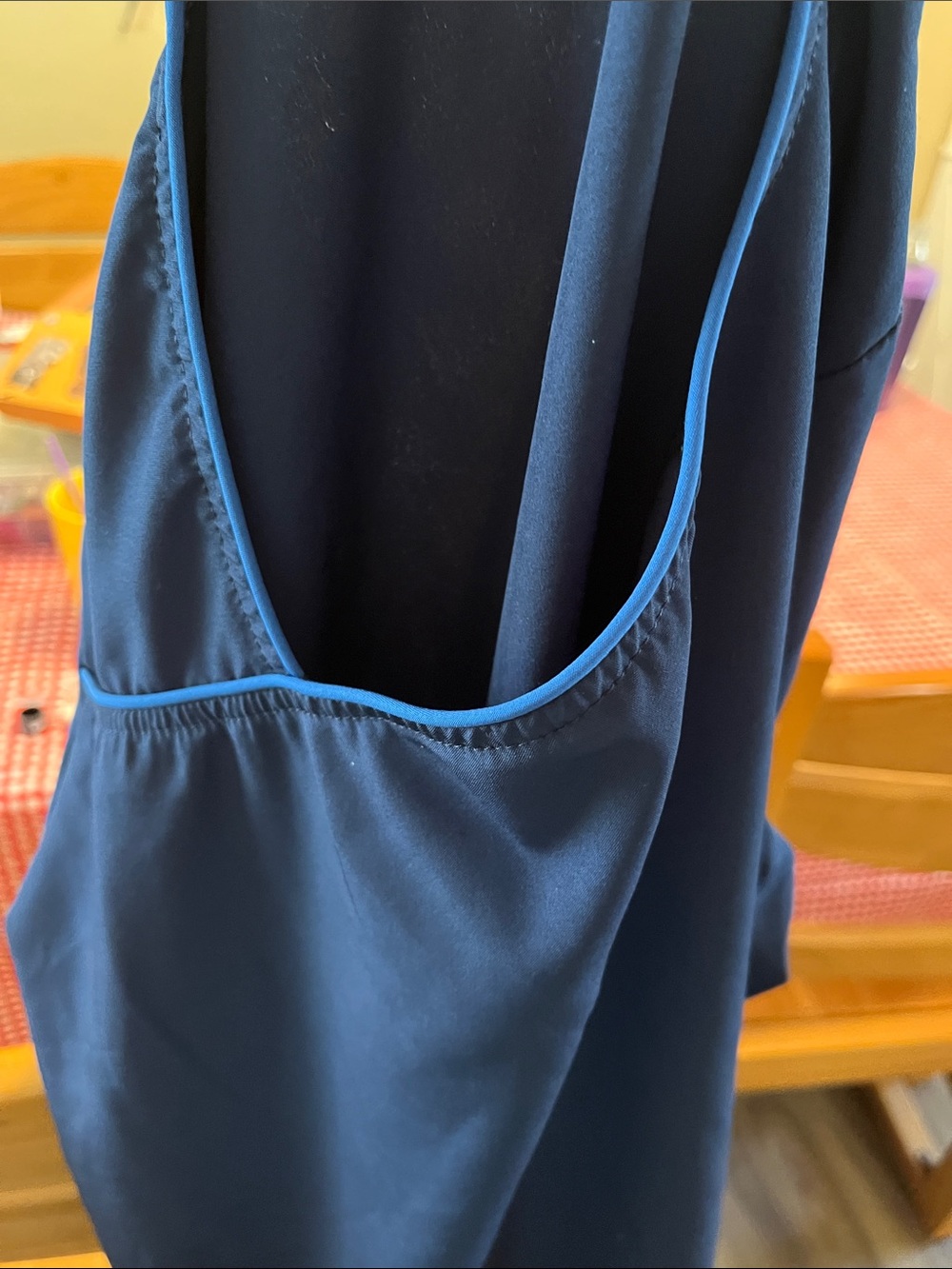 Navy Sleeveless Tank with Light Blue Piping